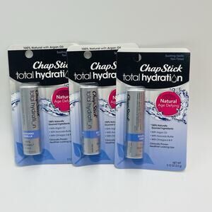 3 ChapStick Soothing Vanilla Total Hydration Natural Age Defying 0.12 oz Each